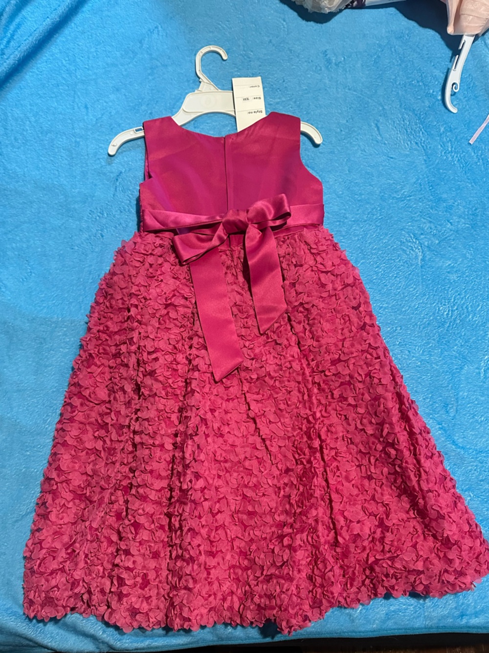 Size 6-Girls Fuchsia Floral Ruffle Party Dress with Sash
